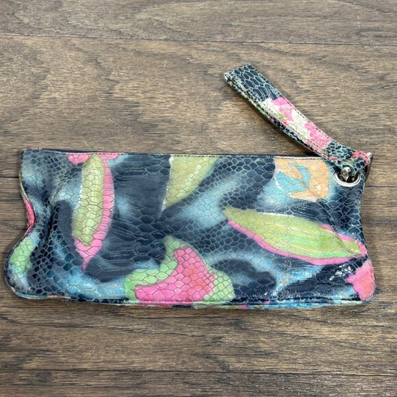HOBO Zoe Floral Snakeskin Print Embossed Wristlet Multicolor - Picture 2 of 6